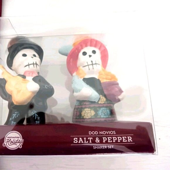 Dia De Los Muertos Day of the Dead Salt + Pepper Shakers+ Reusable Bag New - Picture 9 of 10
